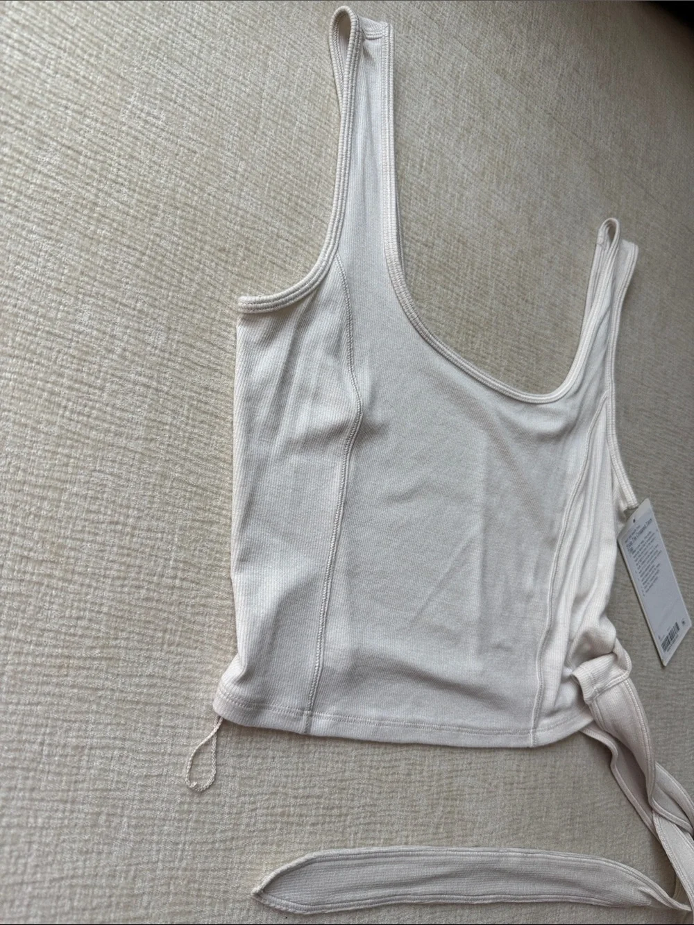 lululemon athletica Cream Ribbed Wrap Crop Tank